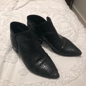 Sleek Treasure and bond snakeskin booties